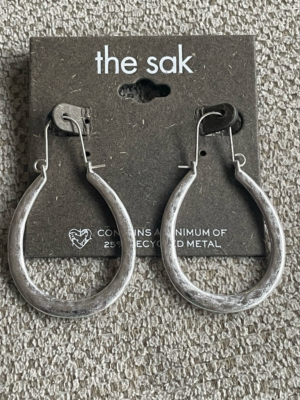 The Sak Silver Hammered Hoop Drop Earrings